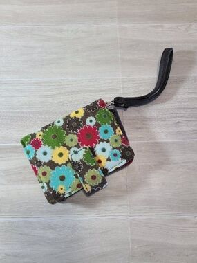 Thirty-One Floral Wristlet Wallet Card Holder Zip Pouch w/ Strap Organizer